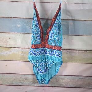 La Blanca Vibrant Blue and Orange One Piece Swimsuit